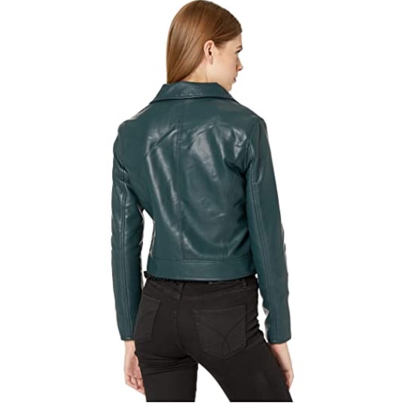 BlankNYC High Collar Vegan Leather Sky Walker Hunter Green Moto Jacket XS - Picture 16 of 16